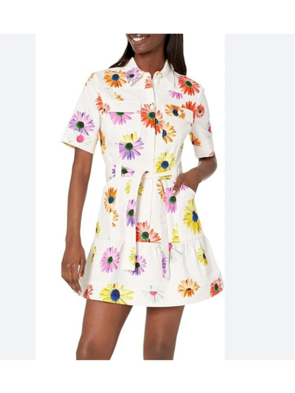 Desigual Belgica Christian Lacroix Floral Shirt Mini Dress Med Women Tie Waist